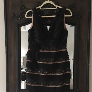 Black Jovani, silk/lace detailed cocktail dress